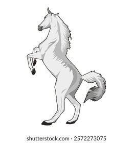 Logo white horse, Black and white horse standing gracefully for modern logos and designs, white background.