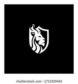 logo white lion on shield