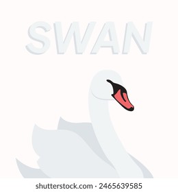 Logo Ilustración vectorial de pájaro White Swan Flat.