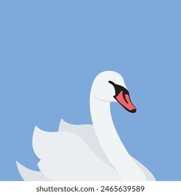 Logo White Swan Flat bird vector illustration.