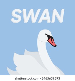 Logo White Swan Flat bird vector illustration.