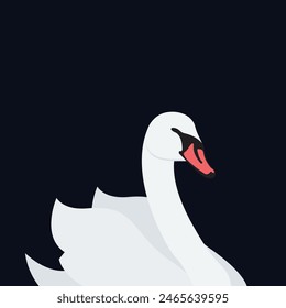 Logo White Swan Flat bird vector illustration.