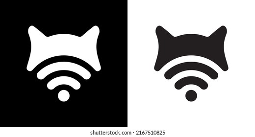 Logo Wifi Fox Cat Animal Minimalism Modern Internet Network Elegant Icon