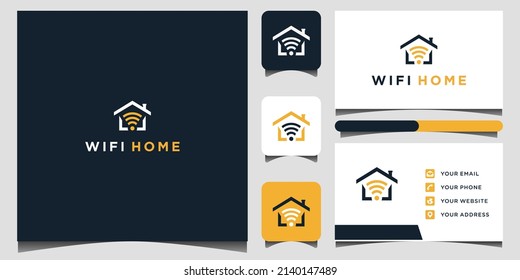 Logo Wifi Home y plantilla de tarjeta de visita Premium Vector