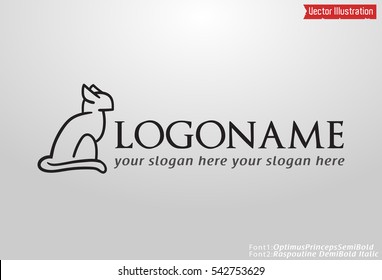 Logo with the wild cat. Vector illustration.