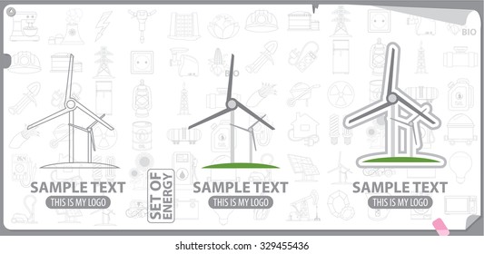 Logo wind generator or windmill, energy, energetics