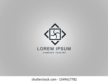 
logo with a windmill object in the middle with modern style makes this logo seem dynamic and casual