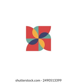 Diseño único del molino de viento del logotipo con el fondo en blanco