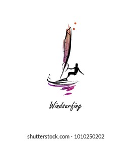 Logo with a windsurfer and a bright sail