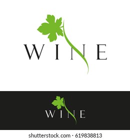 Logo for the wine business. Wine. Grape leaf. Vector stock.