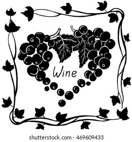 
Logo for wine. Grape bunches. The shape of the heart. Hand drawn wine concept for winery products, harvest, wine list, wine tasting menu and emblem design. Vector illustration isolated on white.
