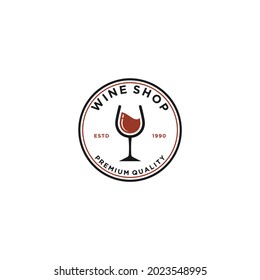 logo for wine with illustration of a cup of fresh wine on a white background