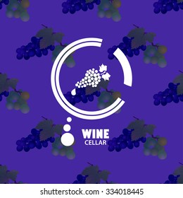 Logo of wine on the texture.The texture of the picture bunches of grapes.The logo consists of a cluster of grapes in a circle
