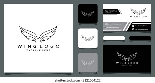 Logo Wing Template vector icon illustration design with business card design