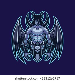logo winged evil demon vector art