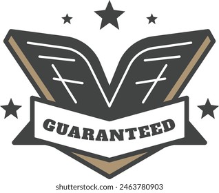 A logo with a winged symbol and the word "Guaranteed" written underneath it. The logo has a star pattern and is surrounded by stars