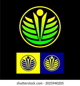 Logo Wings or Leaves And Poles Grow Tall Natural Green Yellow