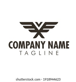 logo wings with letter v vector graphic