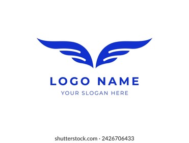 logo Wings. Modern, minimalist logo design. Editable color