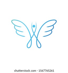 logo wings people yoga vector 