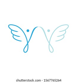 logo wings people yoga vector 