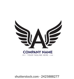 A logo and wings symbol. Wings design element, initial Letter A logo Icon