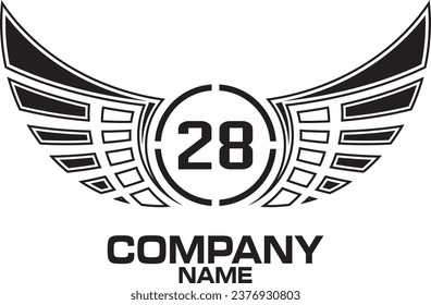 LOGO WINGS VECTOR TEMPLATE EDITABLE LOGO ELEMENT TRANSPORTATION BLACK AND WHITE BW, wings logo  vector, editabel logo vector, isolated background