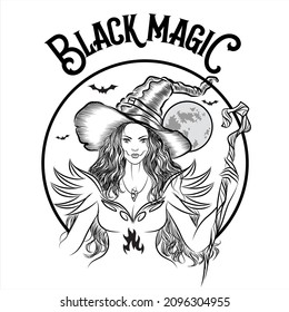 Logo Witches black magic vector Illustration