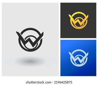 Logo WO Letter shape monogram creative idea with app set