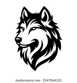 Logo of a wolf head icon silhouette design on white background