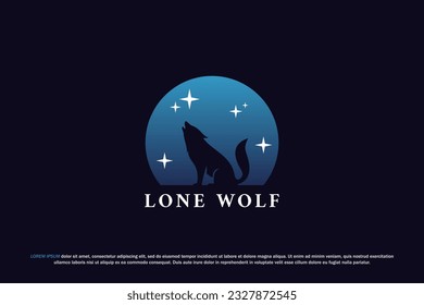 Logo wolf howl silhouette lone animal wildlife night