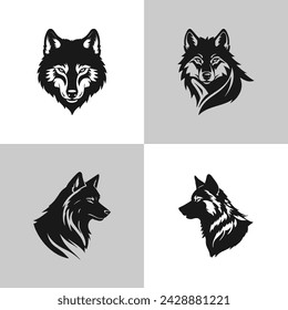 Logo of wolf icon set isolated vector silhouette design
