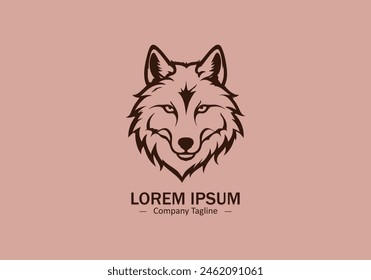 Logo of a wolf icon silhouette design on light background