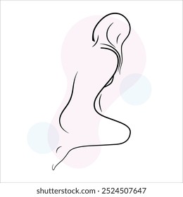 Logo Woman Body Art. Trendy Modern Line. Female Figure Abstract Drawing. Vector Illustration