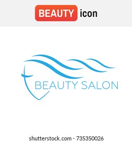 logo woman face. Beautiful woman vector logo template for hair salon