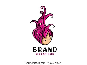 Logo Woman Fire With Purple Color General Good For Any Industry