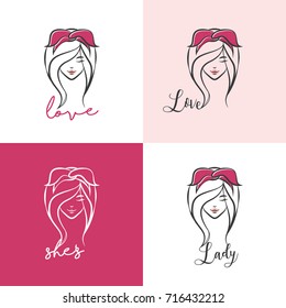 Logo woman , lady, Headband, head, face logo isolated,  isolated 