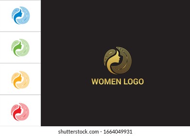 Logo Woman Silhouette, Head, Face Logo Isolated. Use For Beauty Salon, Spa, Cosmetics Design, Etc