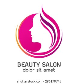 Logo woman silhouette, head, face logo isolated. Use for beauty salon, spa, cosmetics design, etc