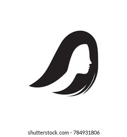 Logo woman silhouette. Head, face, hair logo isolated.