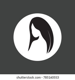 Logo woman silhouette. Head, face, hair logo isolated.