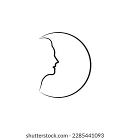 logo with a woman's face in a circle.