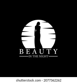 A logo of a woman's silhouette and a night view is made in a simple and modern way which will be suitable when used as a logo for your creative industry.