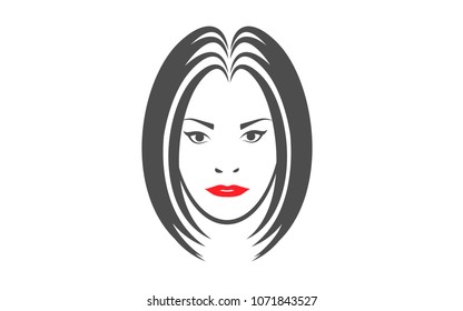 Logo women face. Beautiful woman face Make-up icon