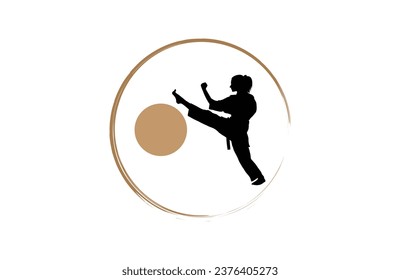 logo women karate silhouette vector. Boxing and competition silhouettes vector image,