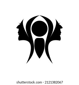 logo of women's faces turning to each other bordered by circle