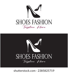 Logo para zapatos de tacón altos para mujeres que es elegante, lujoso y femenino. Logotipo para negocios, zapatería para mujeres, moda, compañía de zapatos, belleza.