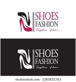 Logo para zapatos de tacón altos para mujeres que es elegante, lujoso y femenino. Logotipo para negocios, zapatería para mujeres, moda, compañía de zapatos, belleza.