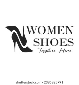 Logo for women's high heel shoes that is elegant and luxurious and feminine. Logo for business, women's shoe shop, fashion, shoe company, beauty.