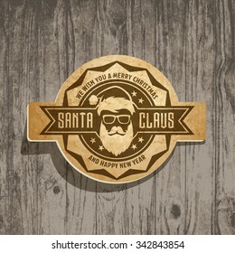 logo wood old retro fashion vector hipster santa claus fashion logo with cool beard and glasses on old wood logo wood old retro fashion makeup classic vacation face winter people party make abstract h